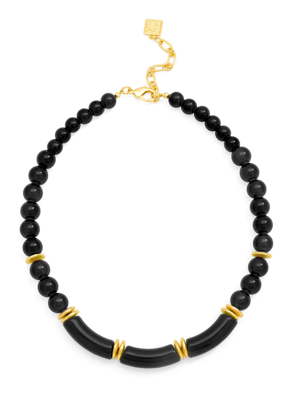 Resin Tube Glass Bead Collar Necklace Jewelry