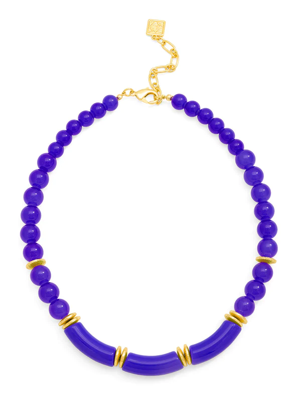 Resin Tube Glass Bead Collar Necklace Jewelry